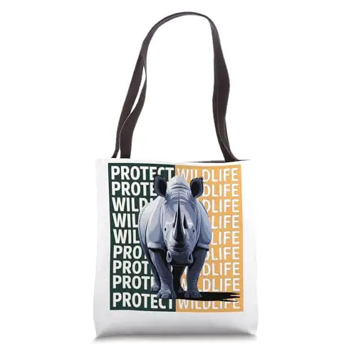 Wild Rhino: A Call to Protect Wildlife Tote Bag Apparel
