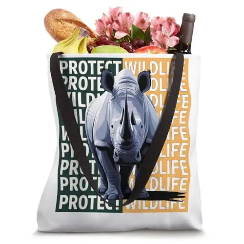 Wild Rhino: A Call to Protect Wildlife Tote Bag Apparel