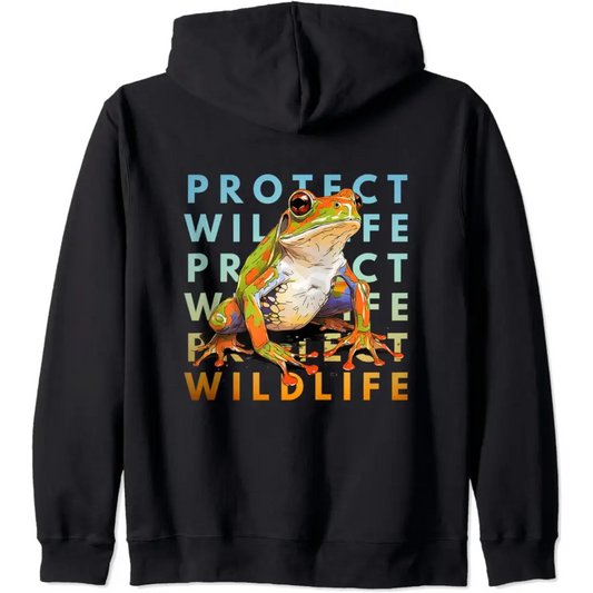 Wildlife Defender: Protecting Frogs Zip Hoodie - Black