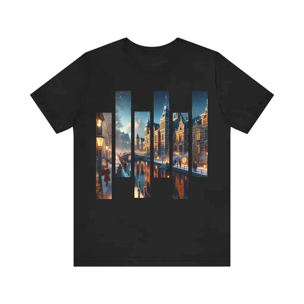 Winter Stroll Along the Canal Jersey Short Sleeve Tee Black