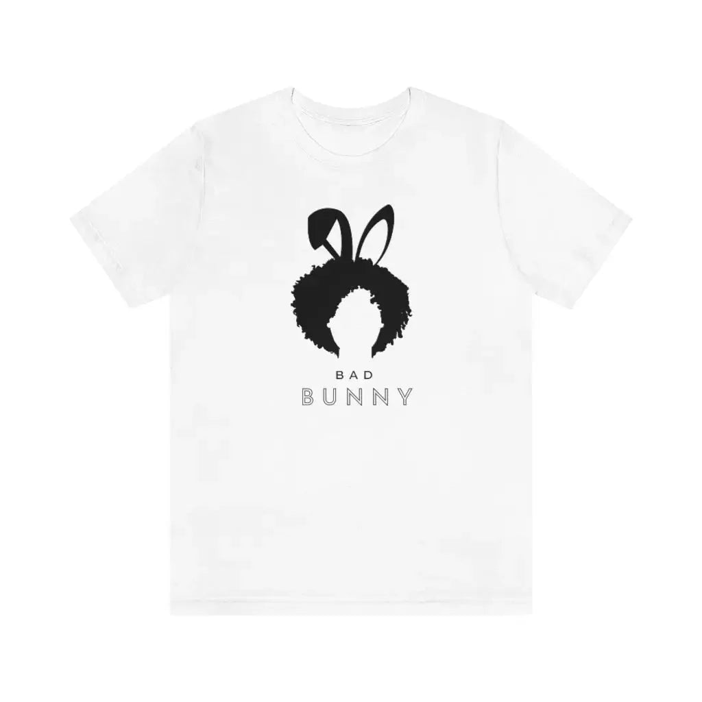 Women’s Afro Bad Bunny Jersey Short Sleeve Tee #1 - White