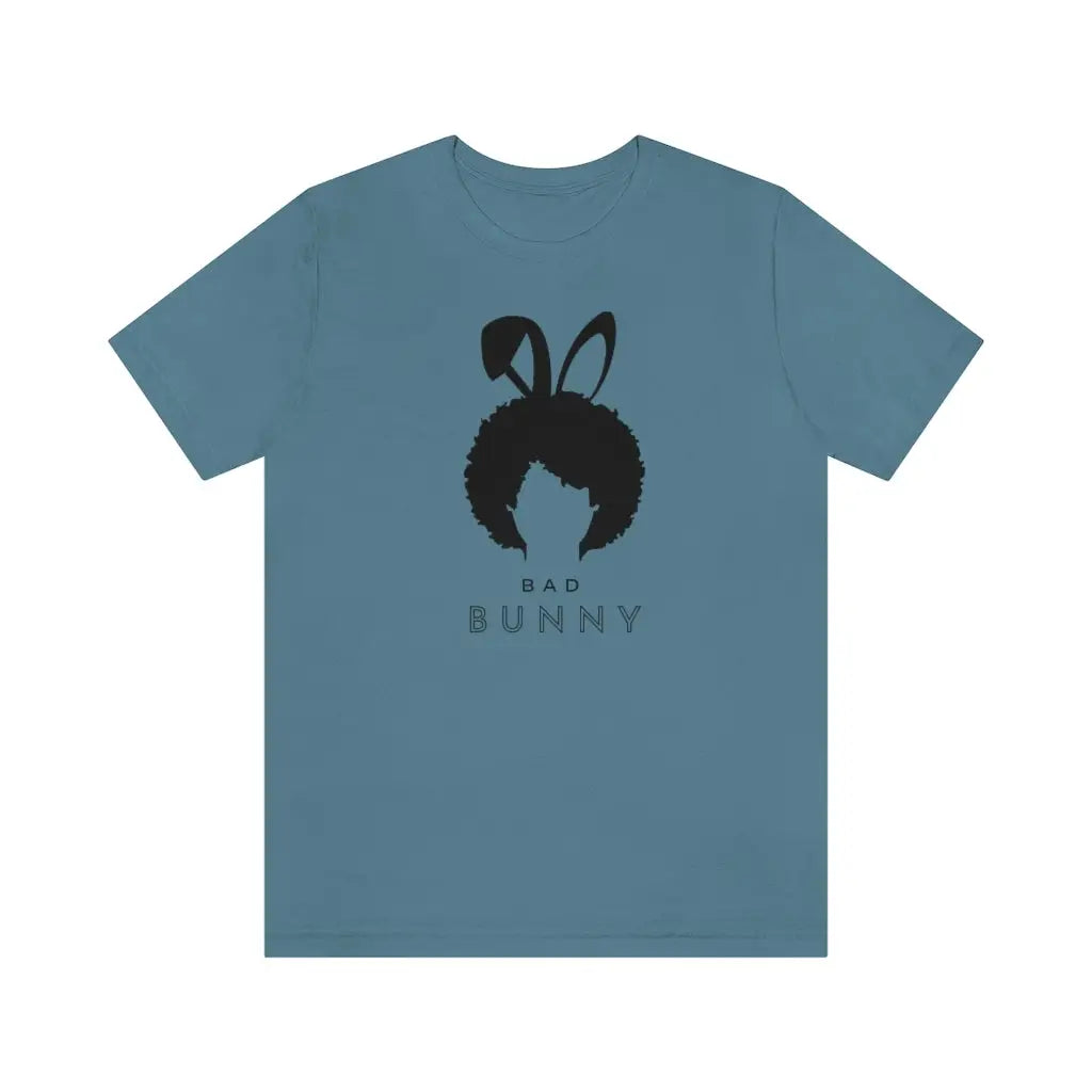 Women’s Afro Bad Bunny Short Sleeve Tee #2 - Steel Blue