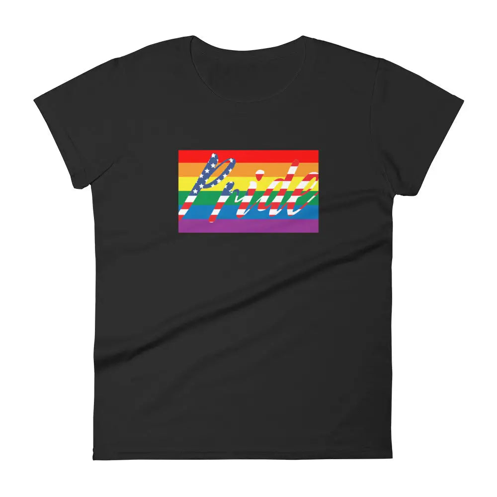 Women’s American Flag Gay Pride LGBT t-shirt - Black / S