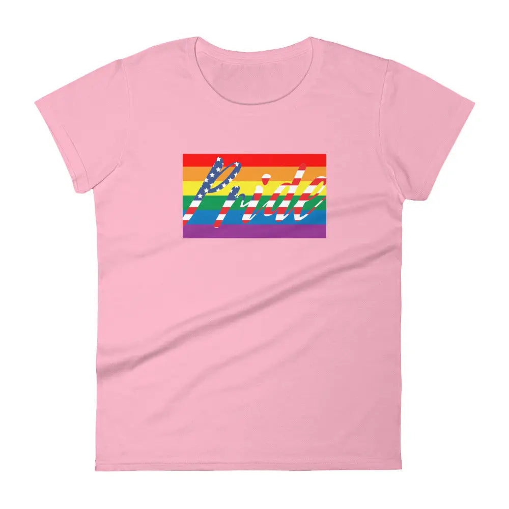 Women’s American Flag Gay Pride LGBT t-shirt - Charity