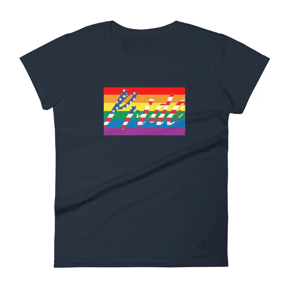 Women’s American Flag Gay Pride LGBT t-shirt - Navy / S