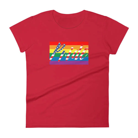 Women’s American Flag Gay Pride LGBT t-shirt - True Red