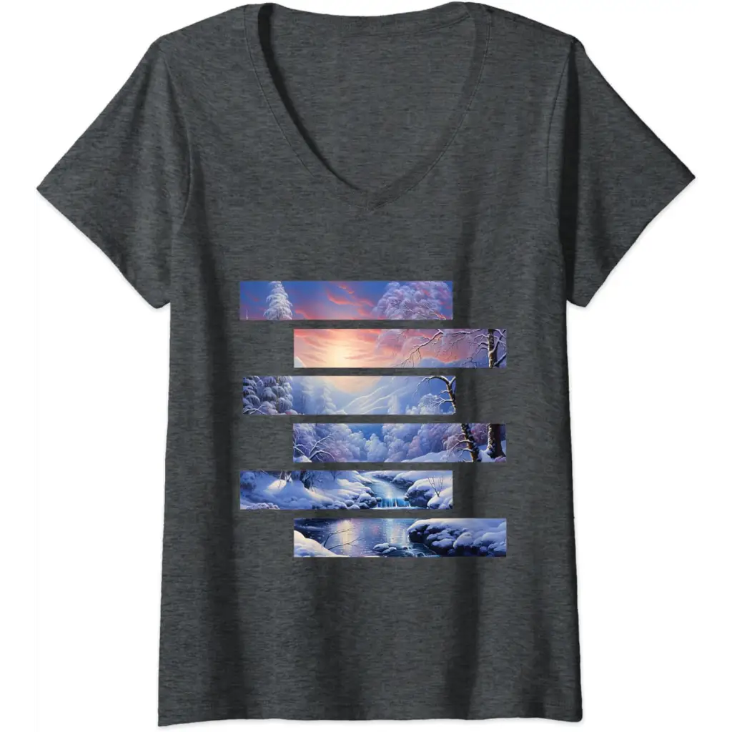 Womens Arctic Elegance: Swirling River V-Neck T-Shirt