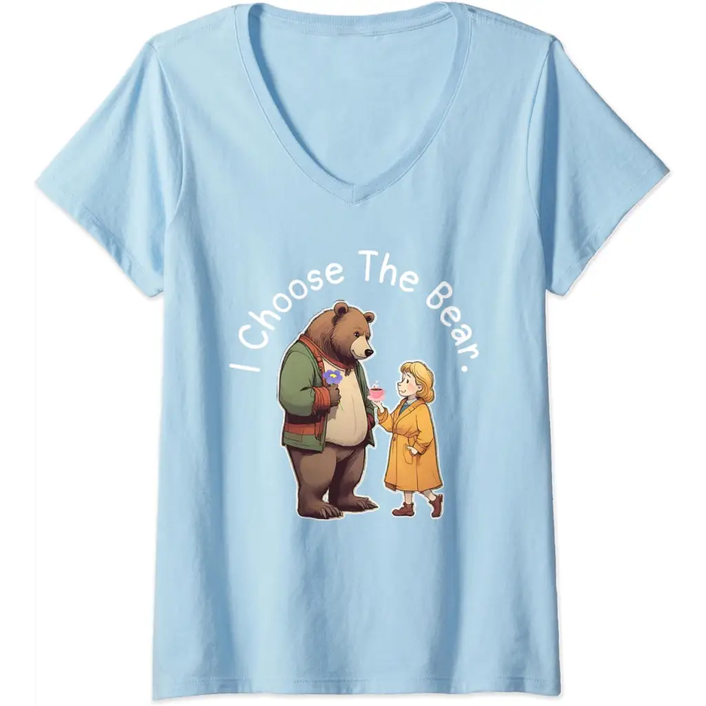 Womens Bear Hugs & Tea Cups: A Woman’s Choice V-Neck