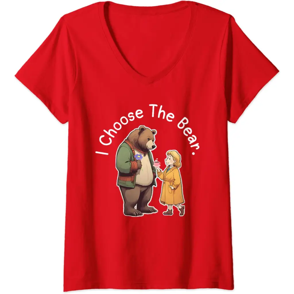 Womens Bear Hugs & Tea Cups: A Woman’s Choice V-Neck