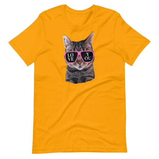 Women’s Cat with Sunglasses Short-Sleeve T-Shirt - Gold / S