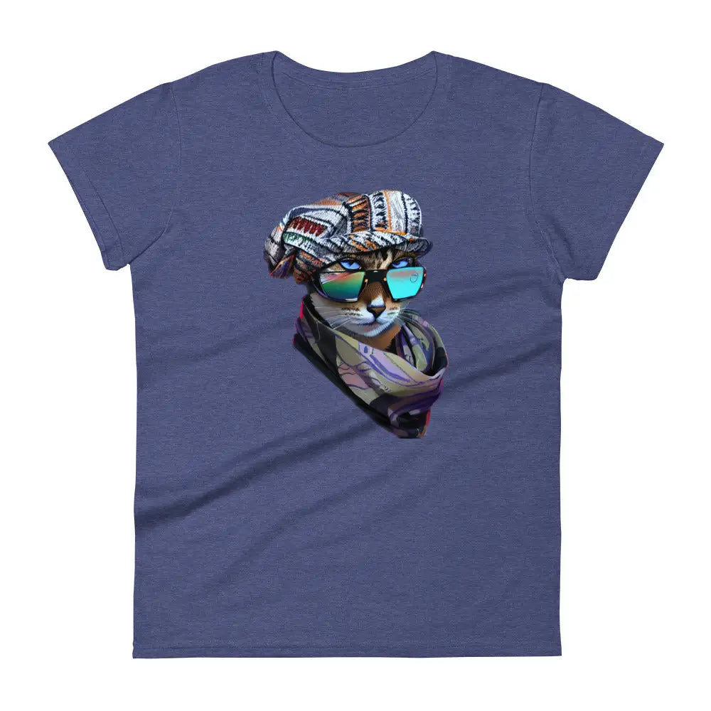 Women’s Cute Cool Cat wearing a Cap and Sunglasses short