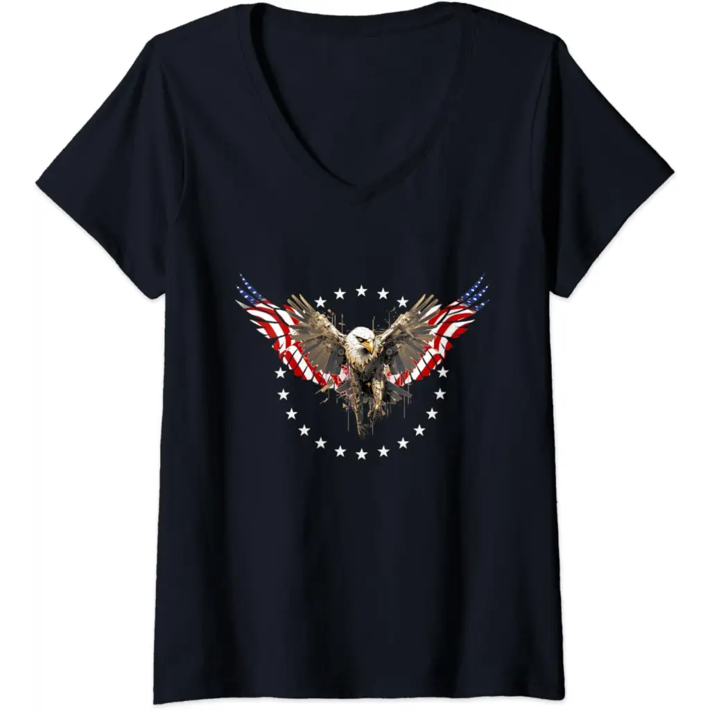 Womens Cyber Patriot: The Wings of Freedom V-Neck T-Shirt