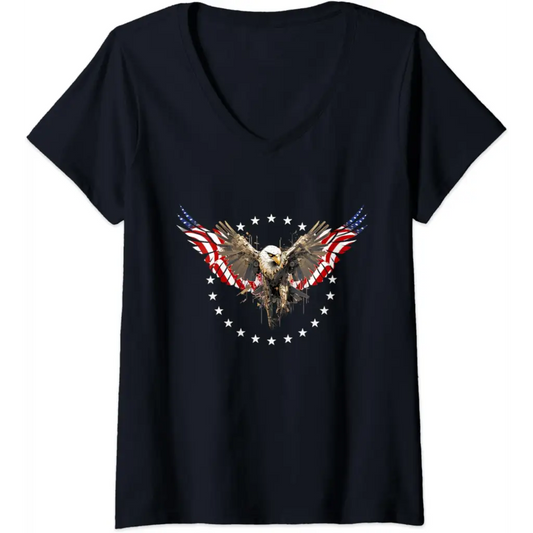 Womens Cyber Patriot: The Wings of Freedom V-Neck T-Shirt