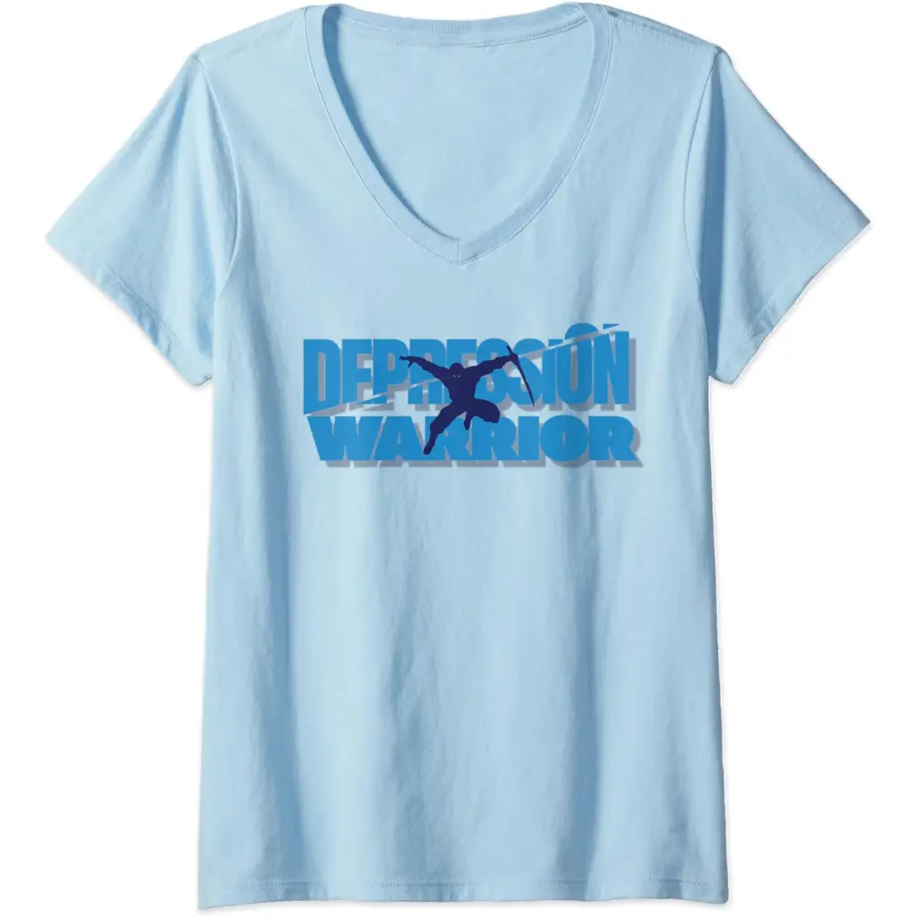 Womens Depression Warrior: Ninja of Resilience V-Neck