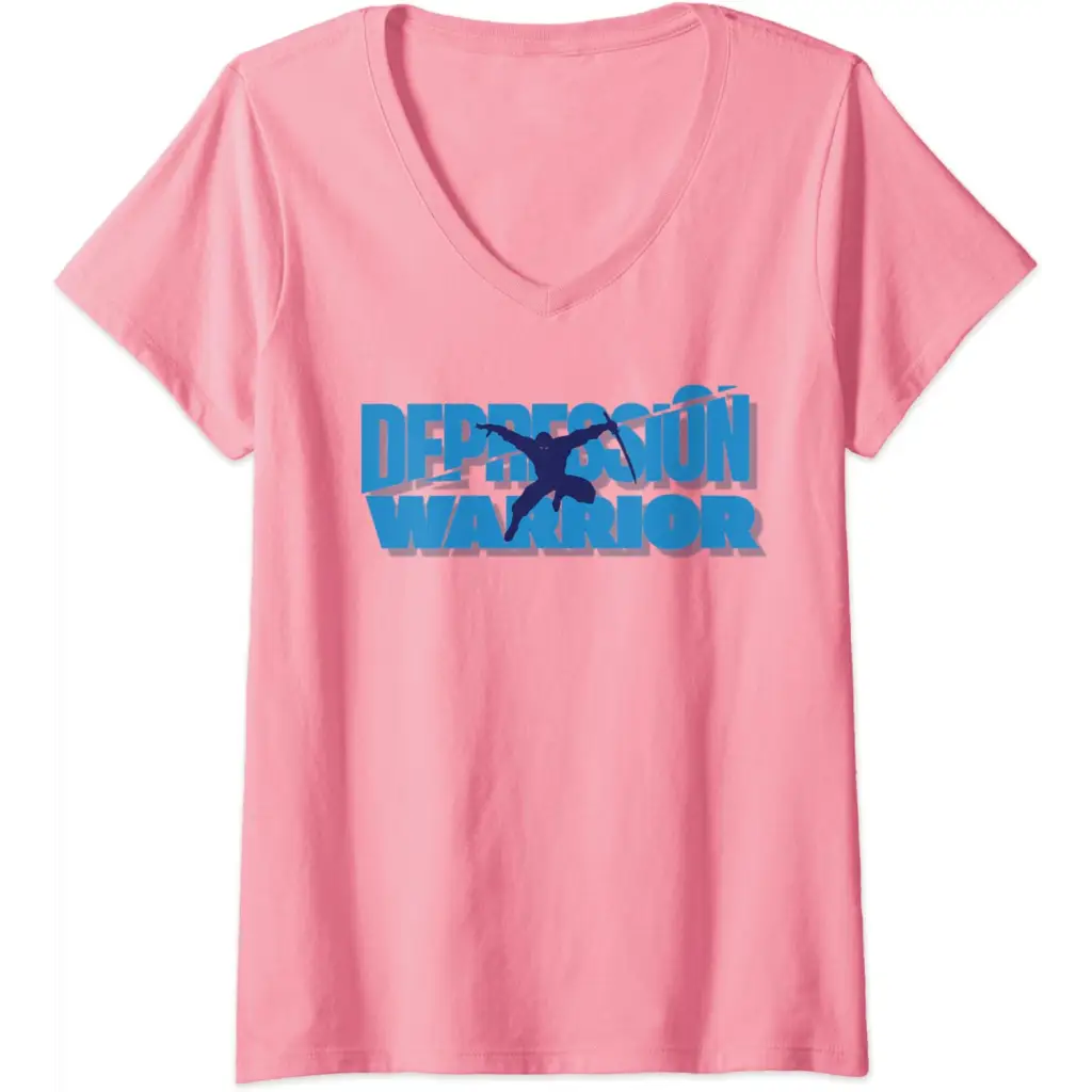 Womens Depression Warrior: Ninja of Resilience V-Neck