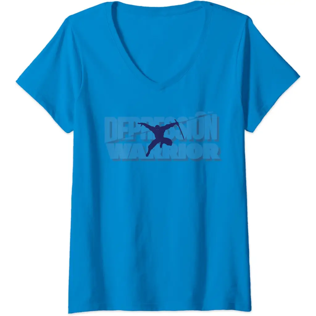 Womens Depression Warrior: Ninja of Resilience V-Neck