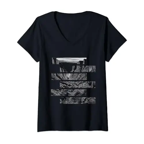 Womens Desert Layers: Grunge Canyon Valley of Cacti V Neck