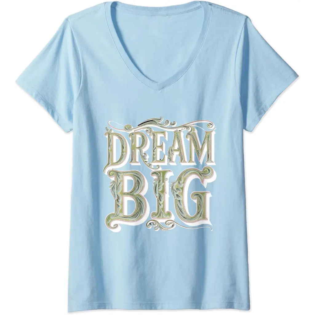 Womens Dream Big: Ornamental Typography Artwork V-Neck