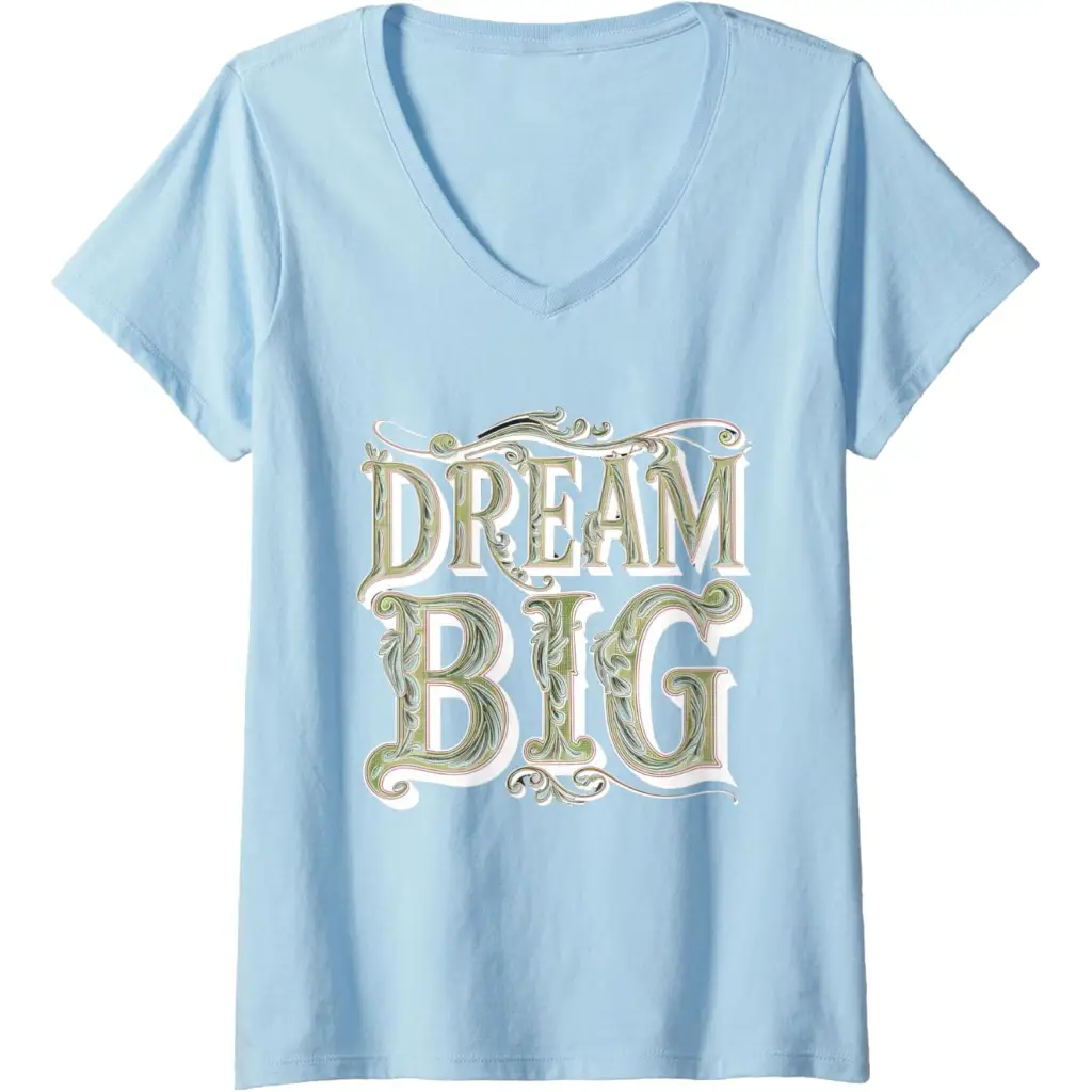 Womens Dream Big: Ornamental Typography Artwork V-Neck