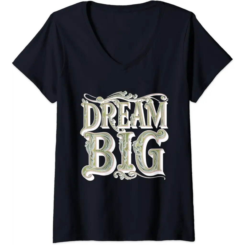 Womens Dream Big: Ornamental Typography Artwork V-Neck