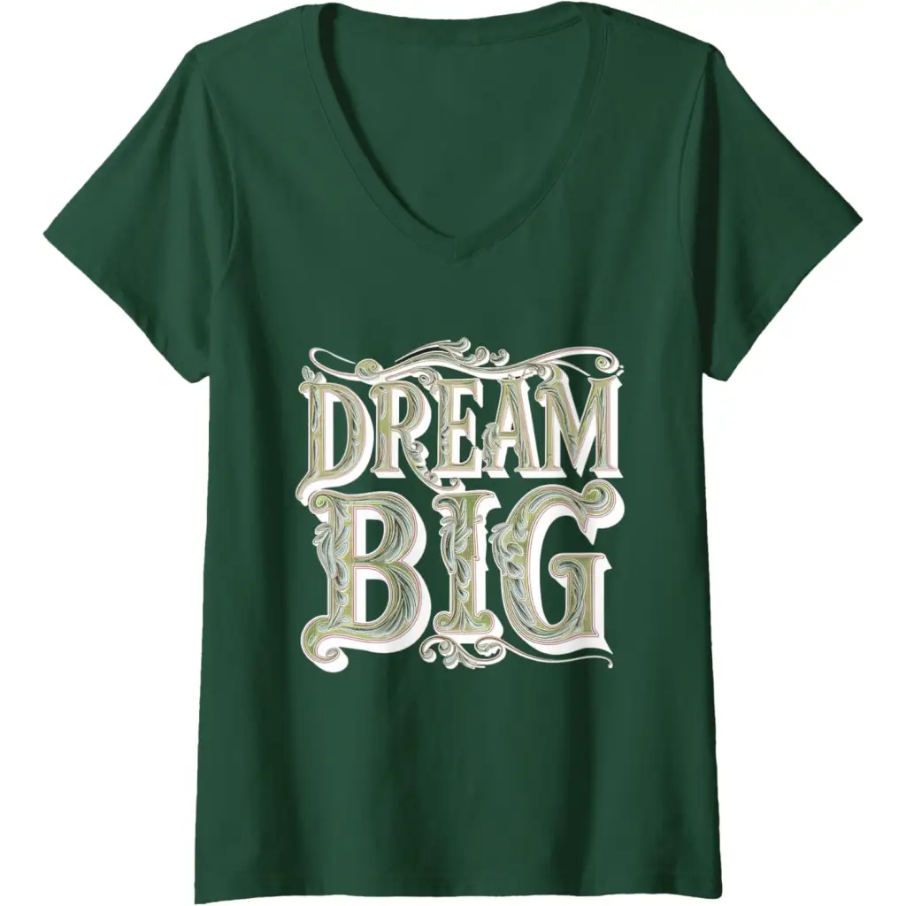 Womens Dream Big: Ornamental Typography Artwork V-Neck