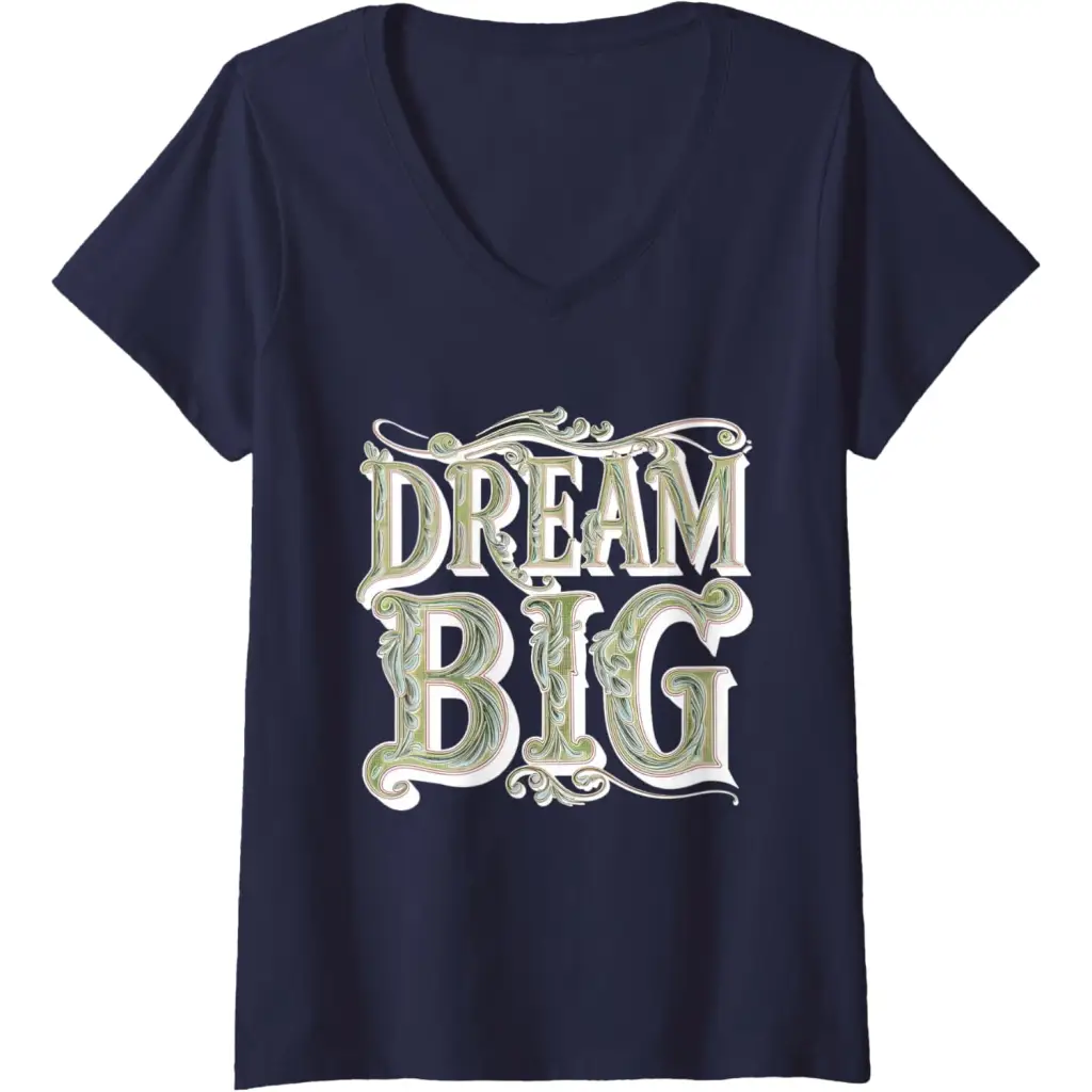 Womens Dream Big: Ornamental Typography Artwork V-Neck