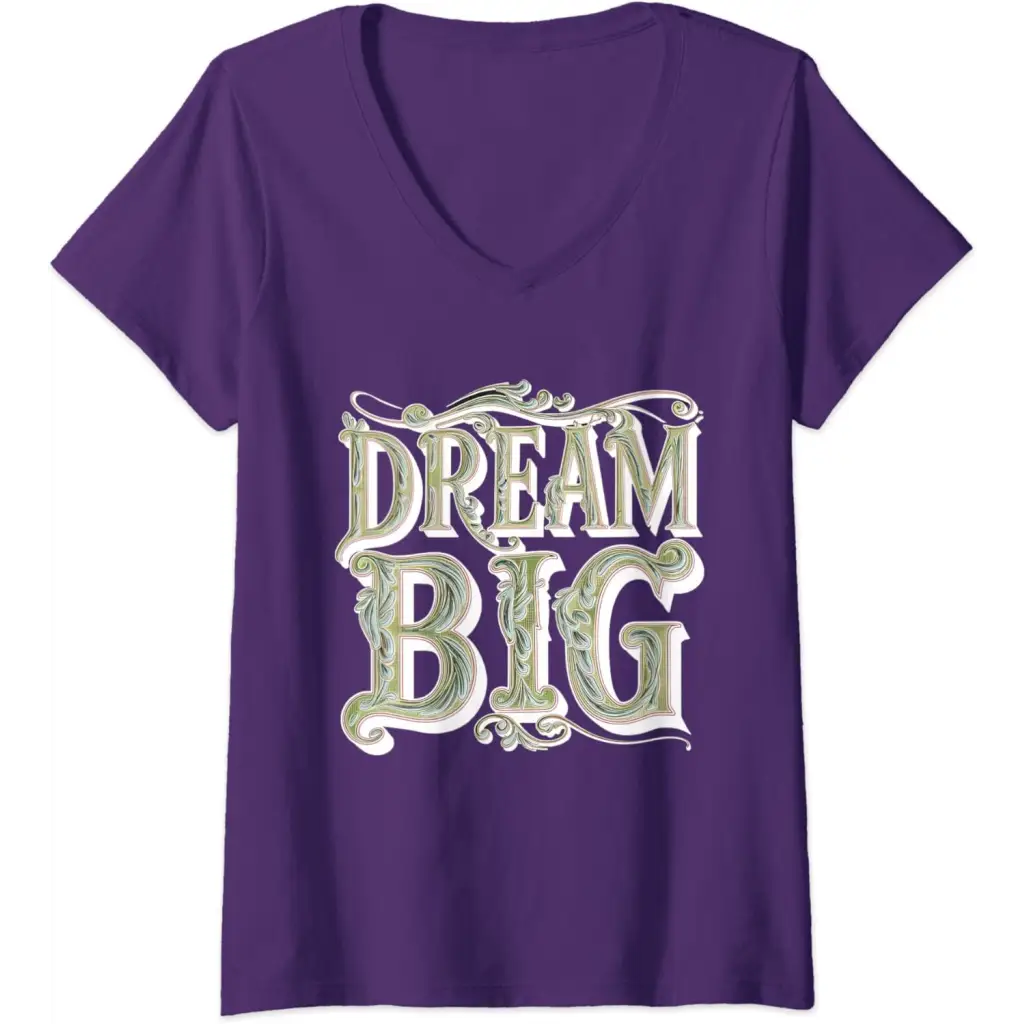 Womens Dream Big: Ornamental Typography Artwork V-Neck