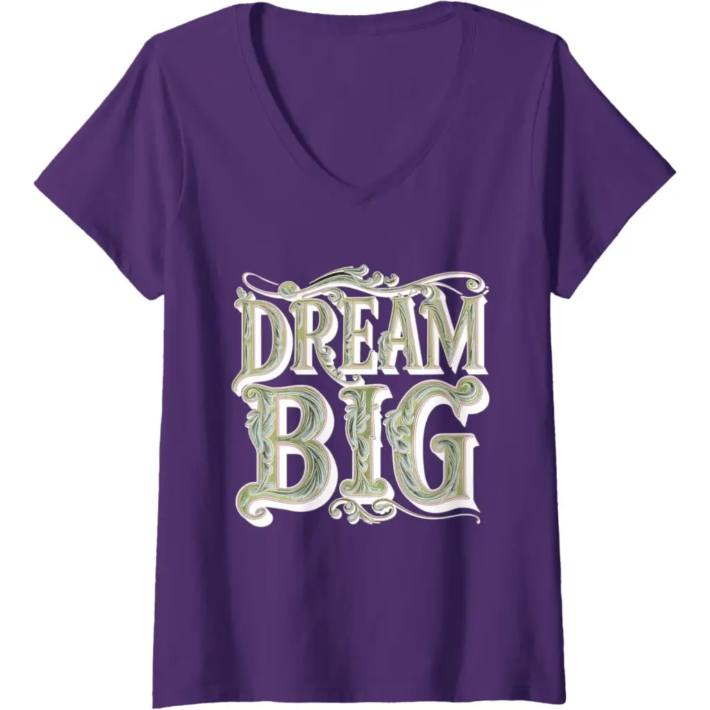 Womens Dream Big: Ornamental Typography Artwork V-Neck