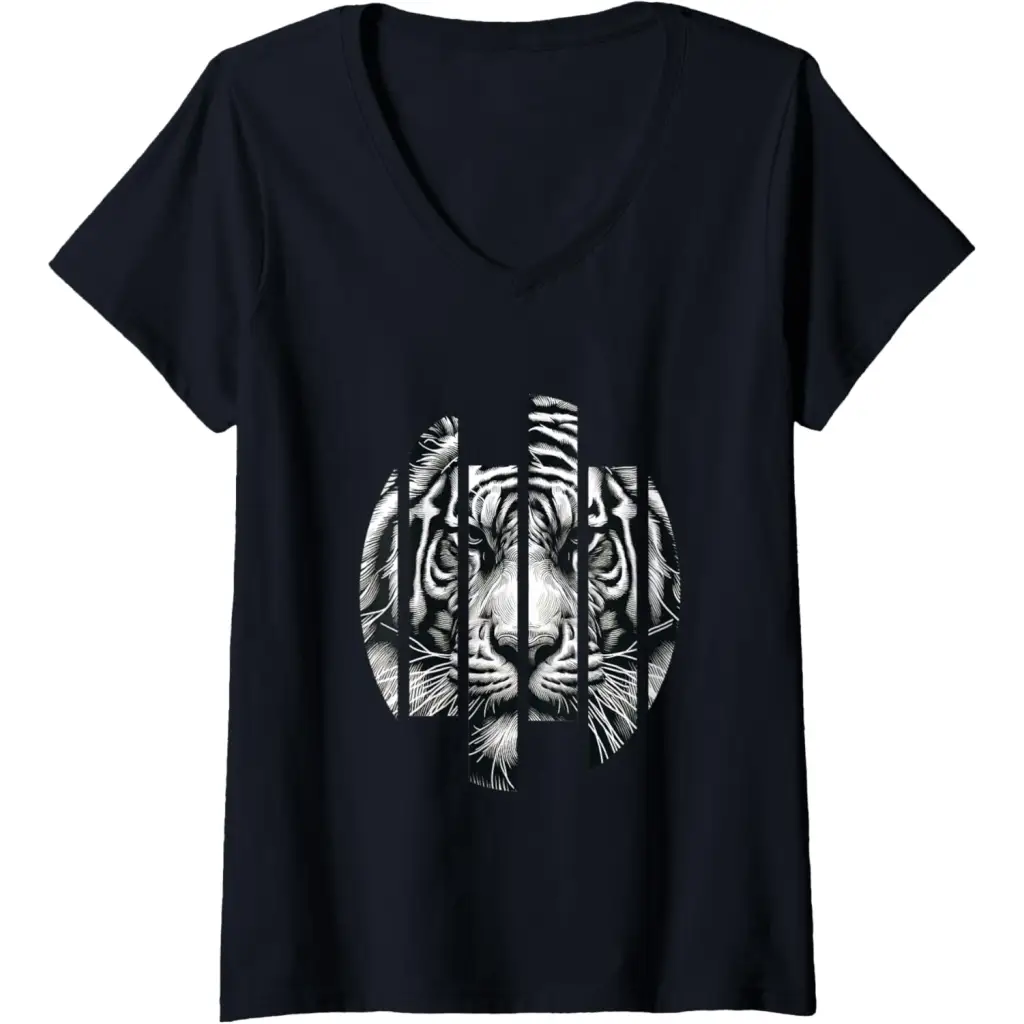 Womens Fierce Focus: Fragmented Tiger in Grunge Stripe