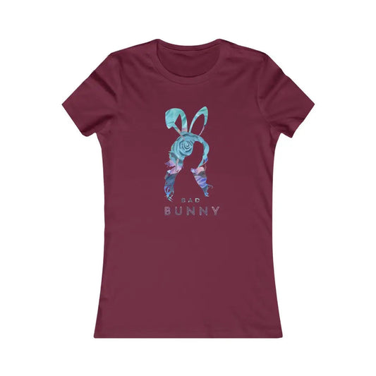 Women’s Floral Bad Bunny T-shirt - Maroon / S - T-Shirt