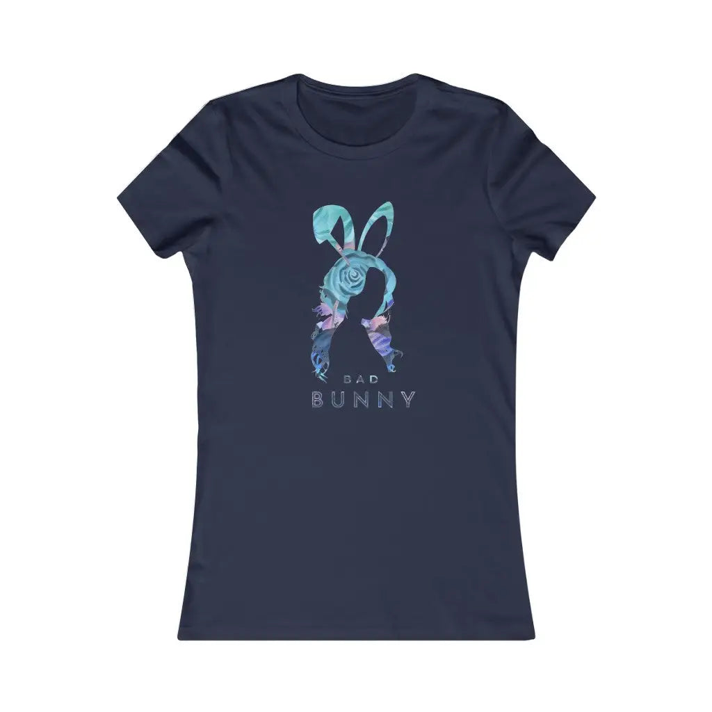 Women’s Floral Bad Bunny T-shirt - Navy / L - T-Shirt