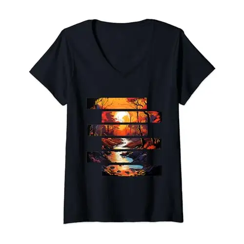 Womens Forest River Triptych: A Symphony of Orange and Blue