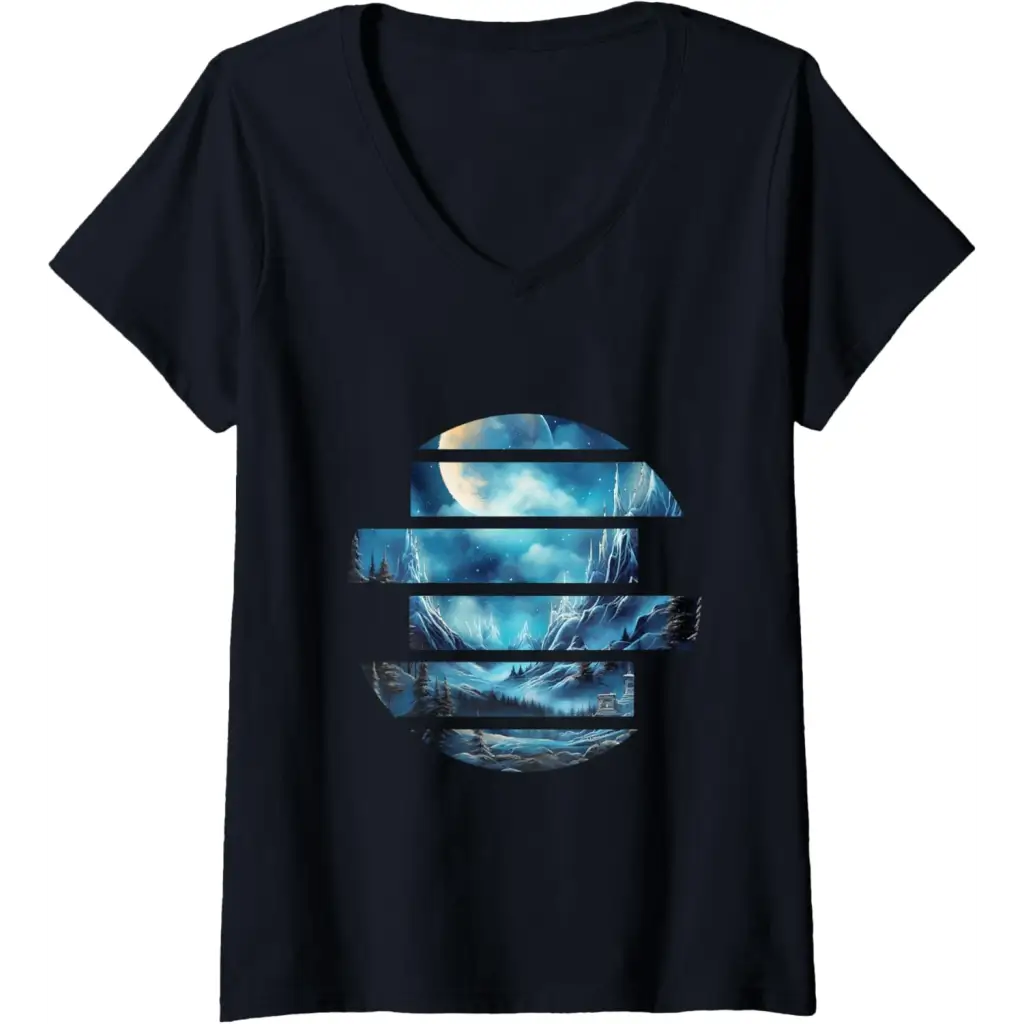 Womens Frozen Tranquility: Winter’s Silent Realm V-Neck