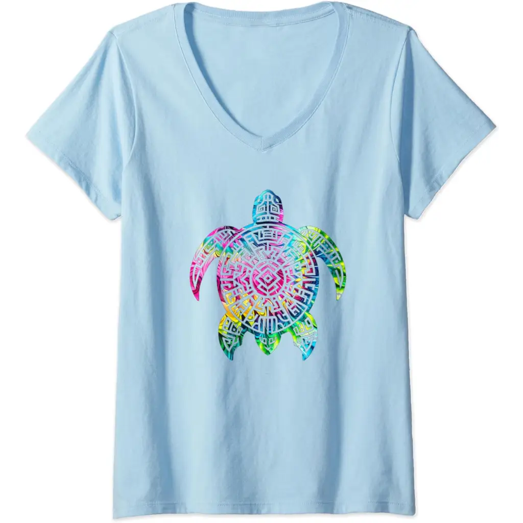 Womens Ocean Odyssey: Tie Dye Tribal Tides Sea Turtle