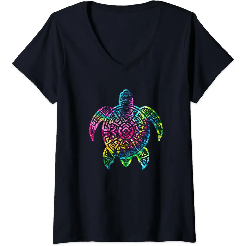 Womens Ocean Odyssey: Tie Dye Tribal Tides Sea Turtle