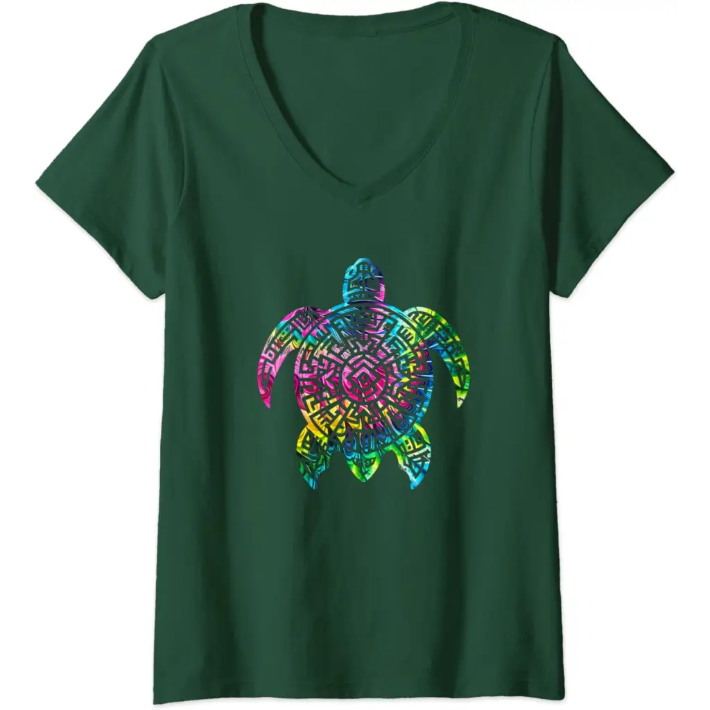 Womens Ocean Odyssey: Tie Dye Tribal Tides Sea Turtle