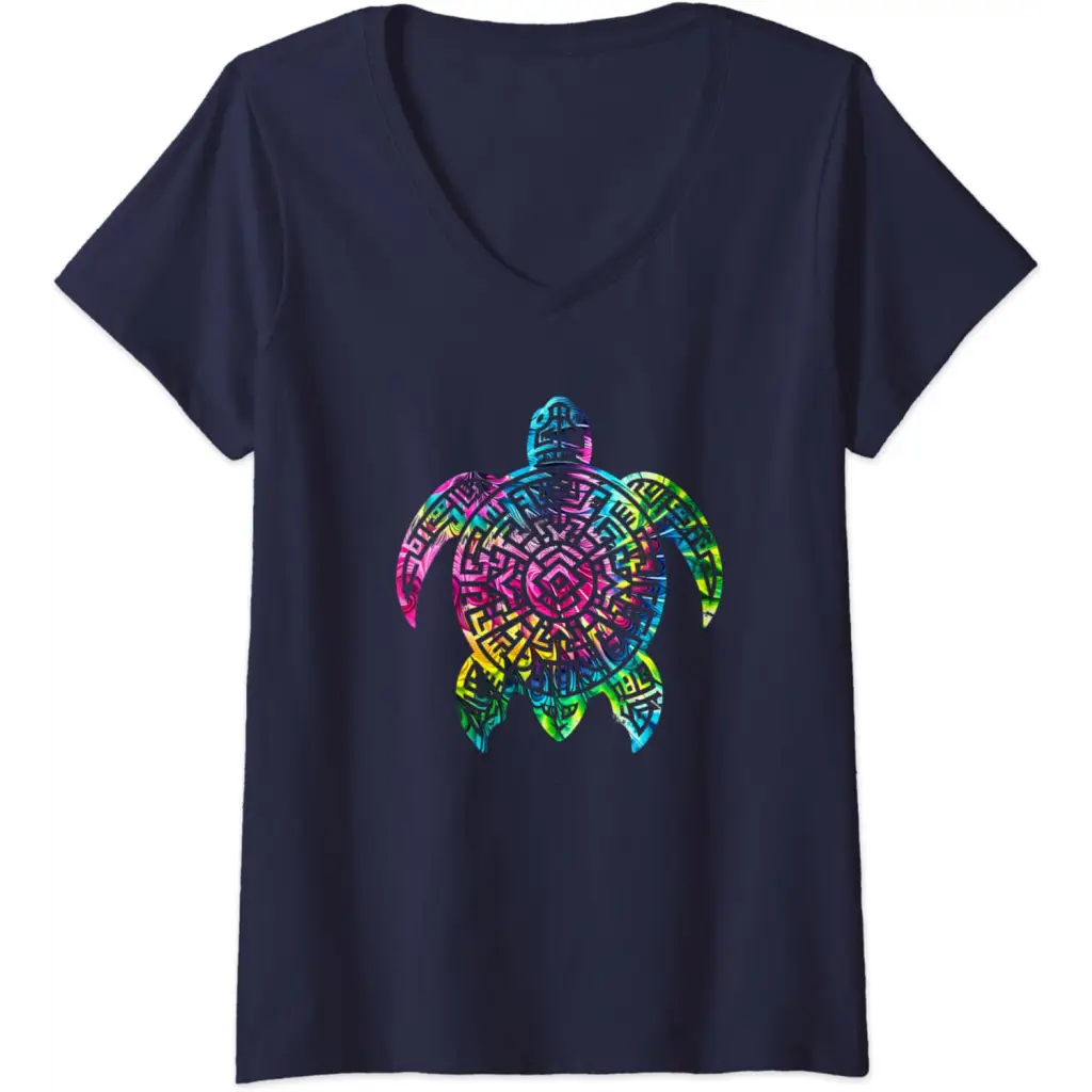 Womens Ocean Odyssey: Tie Dye Tribal Tides Sea Turtle