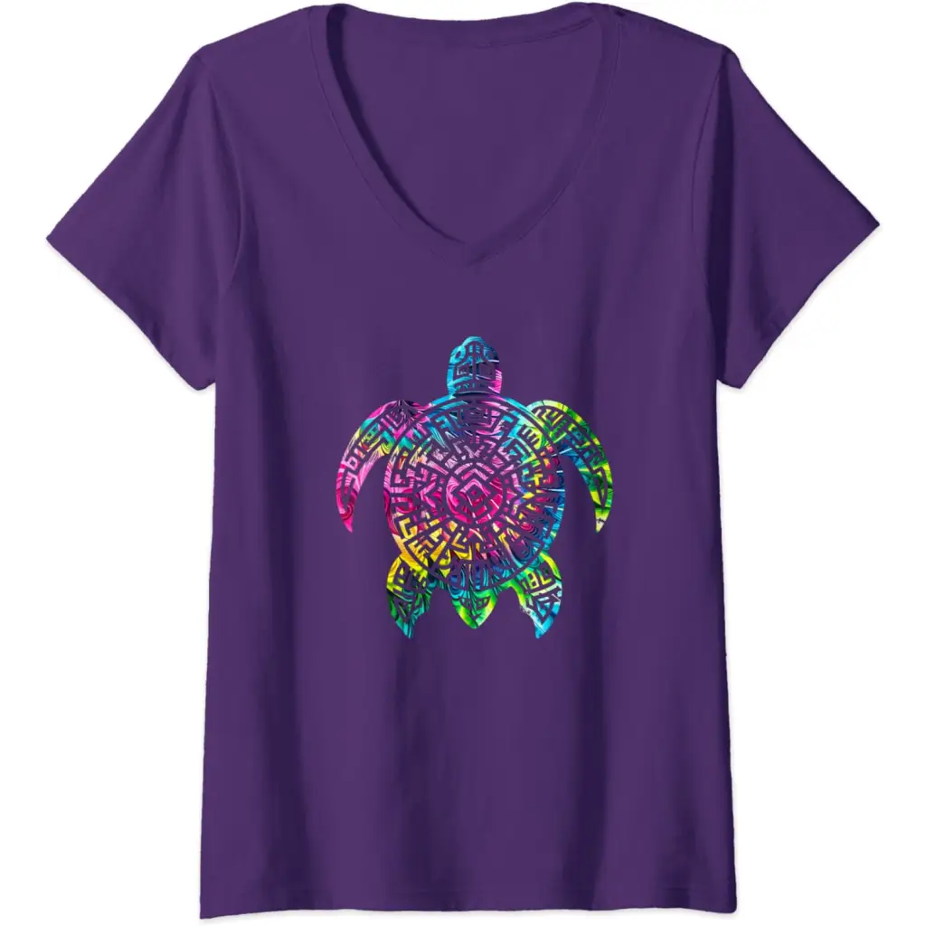 Womens Ocean Odyssey: Tie Dye Tribal Tides Sea Turtle