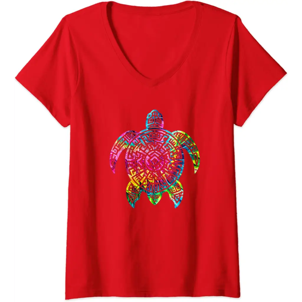 Womens Ocean Odyssey: Tie Dye Tribal Tides Sea Turtle