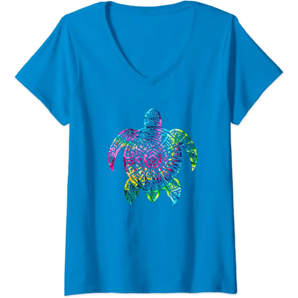 Womens Ocean Odyssey: Tie Dye Tribal Tides Sea Turtle