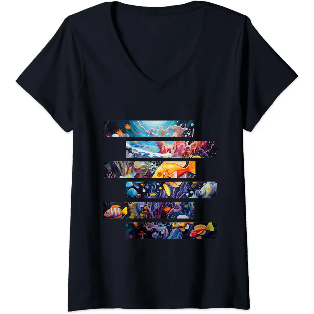 Womens Oceanic Harmony Within Underwater Sea Life V-Neck