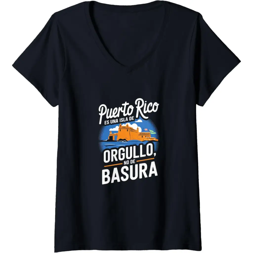 Womens Puerto Rico: Orgullo No Basura V-Neck T-Shirt