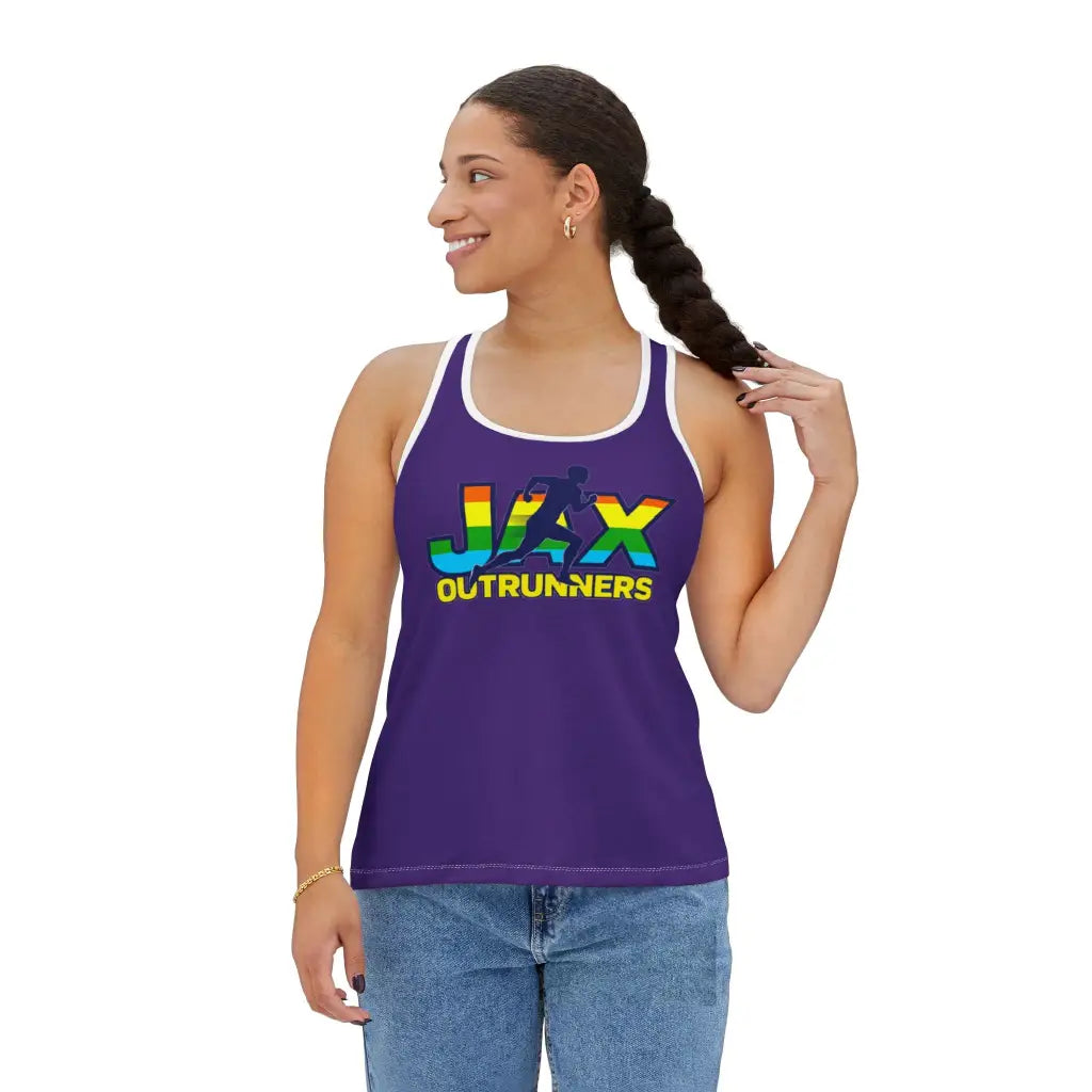 Women’s Sporty Racerback Tank w/White trim Jax Outrunners’