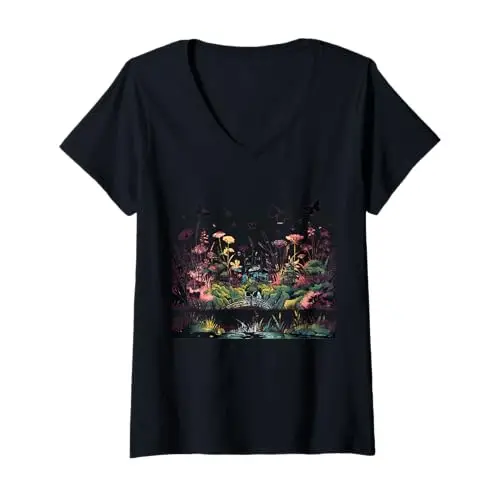 Womens Tranquil Garden: A Sanctuary of Serenity V Neck T