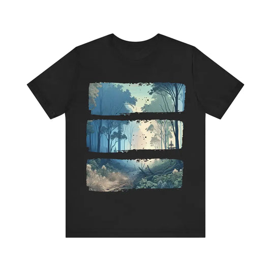 Woodland Glow at Dawn - Jersey Short Sleeve Tee - Black / S