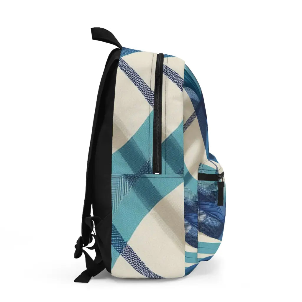 Woven Waves of Blue and Cream - Backpack - One size - Bags