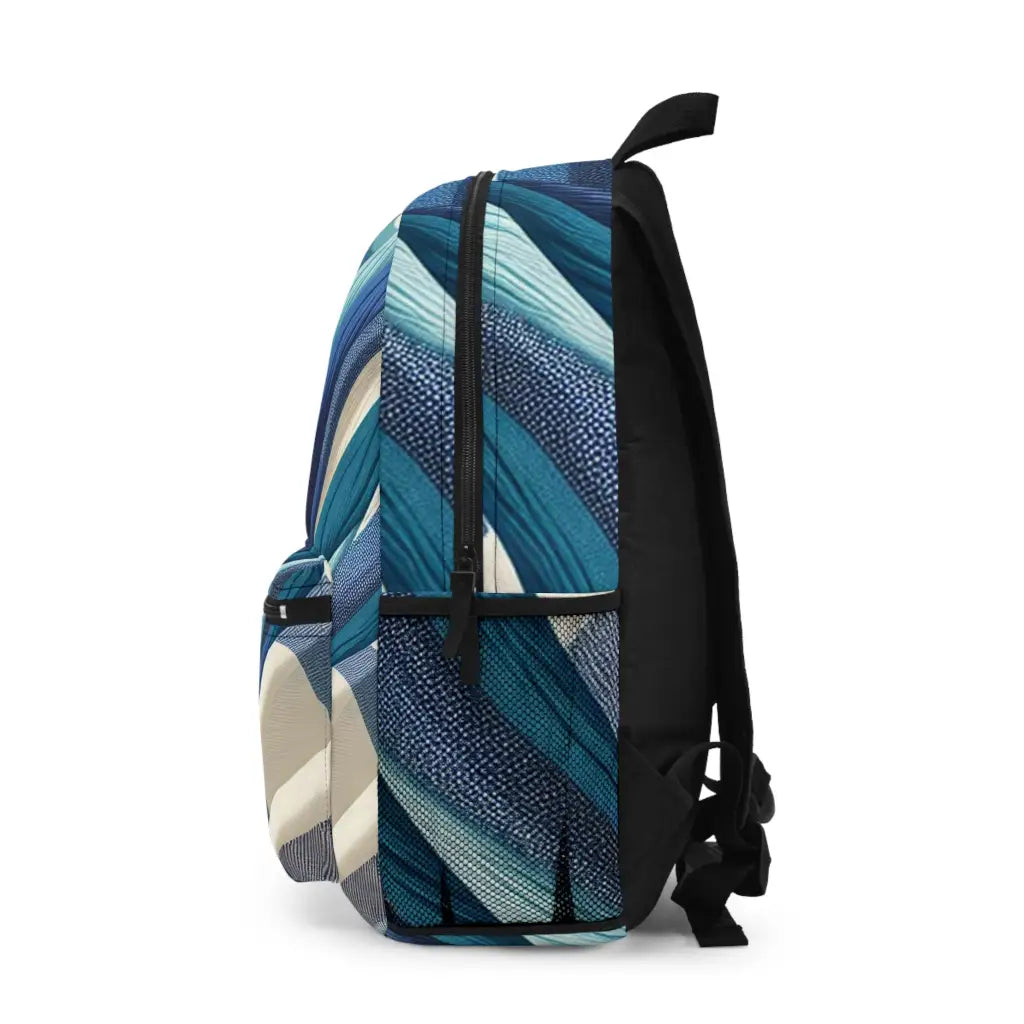 Woven Waves of Blue and Cream - Backpack - One size - Bags