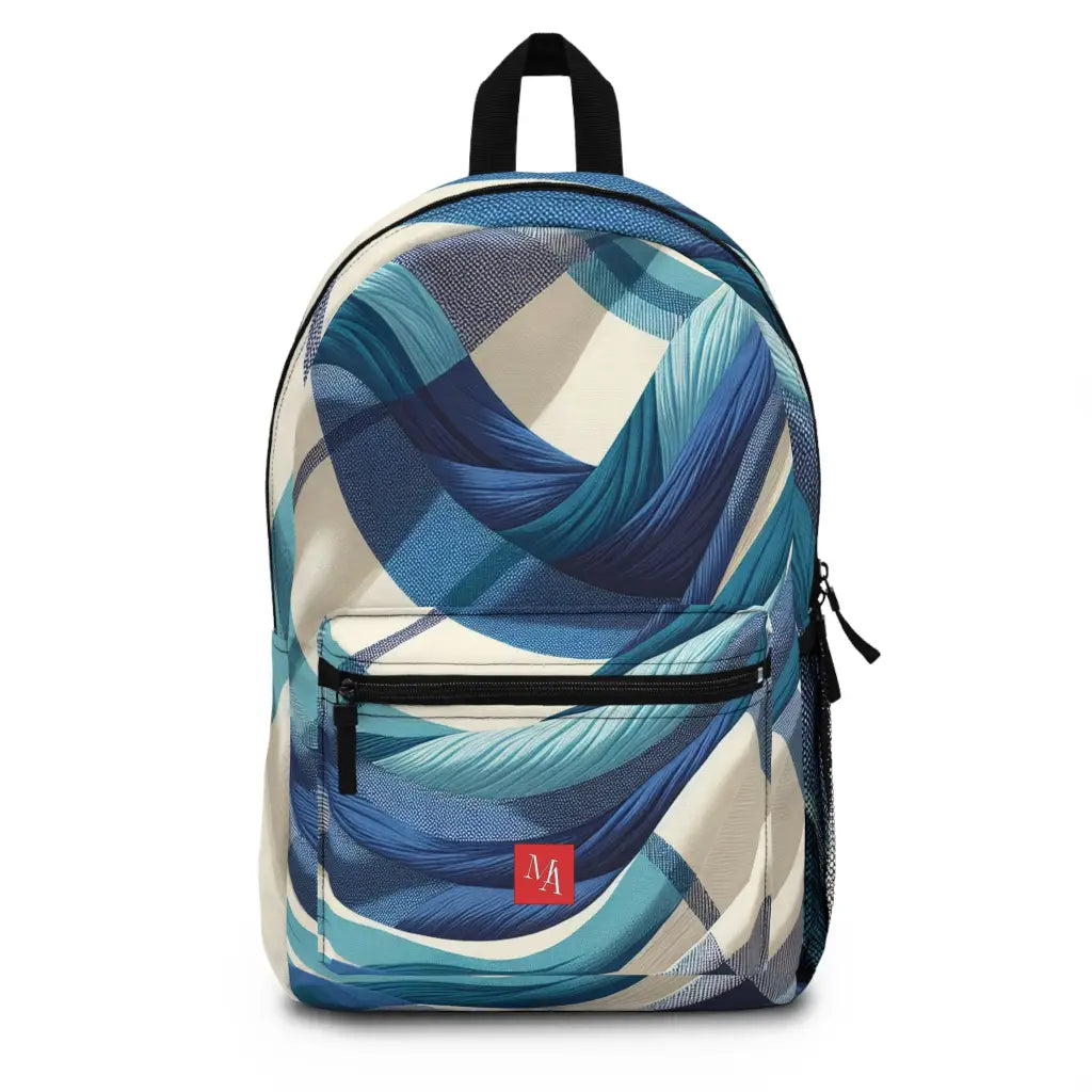 Woven Waves of Blue and Cream - Backpack - One size - Bags